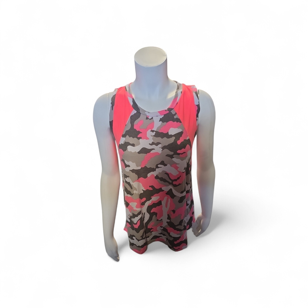 Sew In Love Pink and Gray Camo Tank Top